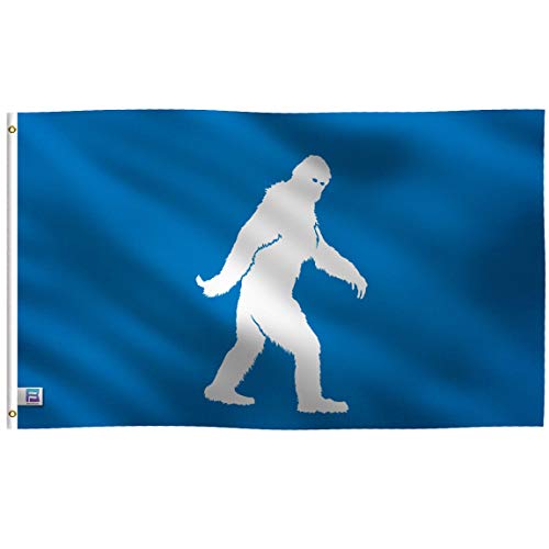 Bigfoot (Yeti) Flagge: 100 % Polyester, Messing-Ösen & starke Segeltuch-Kopfer, für den Innen- und Außenbereich (doppelseitig) von Bannerfi