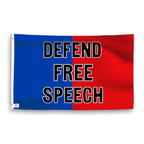 Flagge mit politischem Slogan "Defend Free Speech", 90 x 152 cm, strapazierfähiges Polyester, lichtbeständig, wetterfest, für Außen-/Innenbereich, Banner für Rallyes und Veranstaltungen von Bannerfi