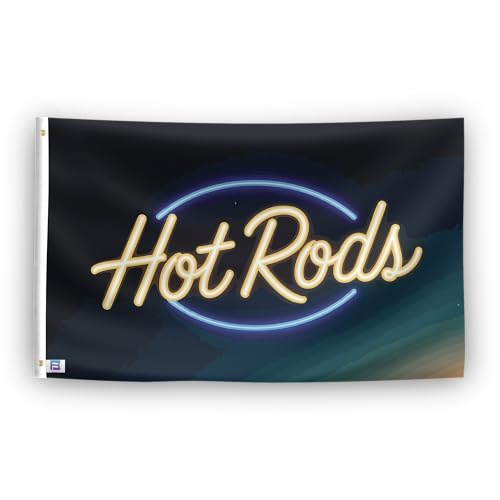 Hot Rods Flagge, 90 x 152 cm, strapazierfähiges Polyester, lichtbeständig, wetterfest, für drinnen und draußen von Bannerfi