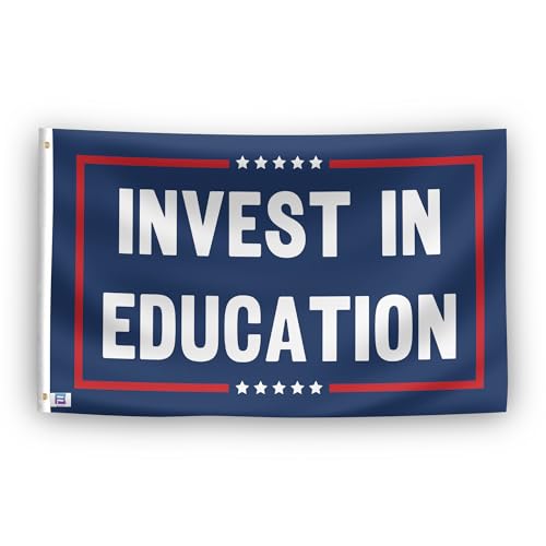 Invest In Education Politische Statement-Flagge, 90 x 152 cm, strapazierfähiges Polyester, lichtbeständig, wetterfest, für drinnen und draußen von Bannerfi