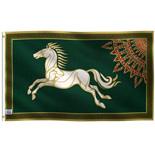 LOTR Rohan Pferdeflagge: 100 % Polyester, Messingösen und starker Segeltuchkopf, für den Einsatz im Innen- und Außenbereich (einseitig) von Bannerfi