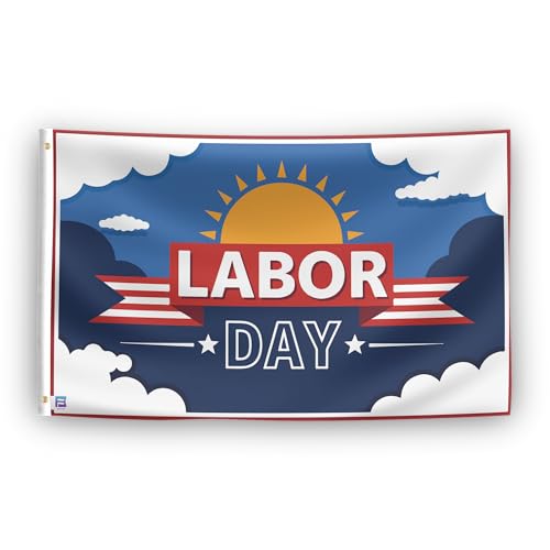 Labor Day Flagge, 90 x 152 cm, strapazierfähiges Polyester, lichtbeständig, wetterfest, für drinnen und draußen von Bannerfi