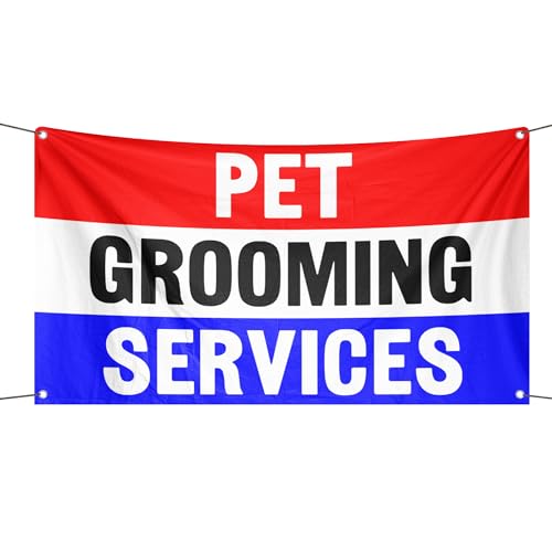 Pet Grooming Services Werbebanner – 90 x 152 cm, strapazierfähiges Polyester, lichtbeständig, wetterfest, für Innen- und Außenbereich von Bannerfi