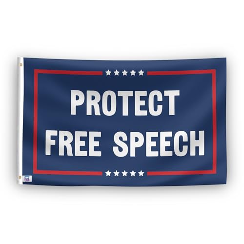 Politische Statement-Flagge "Protect Free Speech", 90 x 152 cm, strapazierfähiges Polyester, lichtbeständig, wetterfest, für drinnen und draußen Politische Statement-Flagge "Protect Free Speech", 90 x 152 cm, strapazierfähiges Polyester, lichtbeständig, wetterfest, für drinnen und draußen von Bannerfi