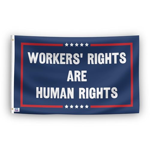 "Workers' Rights Are Human Rights Politische Erklärung" Flagge, 90 x 152 cm, strapazierfähiges Polyester, lichtbeständig, wetterfest, für Innen- und Außenbereich "Workers' Rights Are Human Rights Politische Erklärung" Flagge, 90 x 152 cm, strapazierfähiges Polyester, lichtbeständig, wetterfest, für Innen- und Außenbereich von Bannerfi