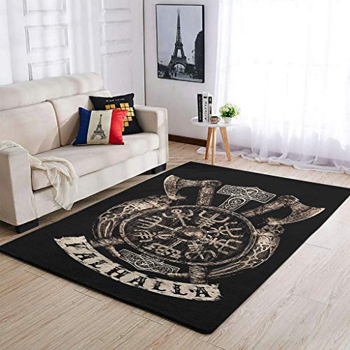 Banniyouall Viking Vegvisir Schild Moderner Innenbereich Teppich Weicher Teppich für Schlafzimmer Wohnzimmer Kinderzimmer Heimdekoration Weiß 122 x 183 cm von Banniyouall