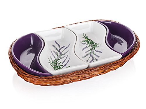Banquet Lavendel Schale in der EIN Korb, Keramik, lila, 18,5 x 30,5 x 5 cm von BANQUET