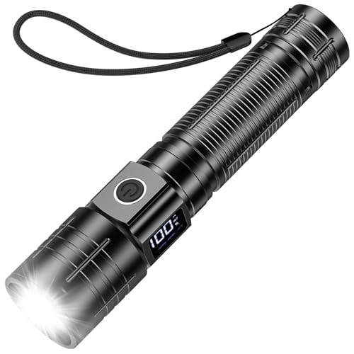 Taschenlampe - Taschenlampe led Aufladbar - Led Taschenlampe Extrem Hell - USB-C Taschenlampe Batterie Camping Flashlight mit 4 Lichtmodi, Stufenlos Dimmbare, Wasserdicht Outdoor Camping Notfäll von Banral