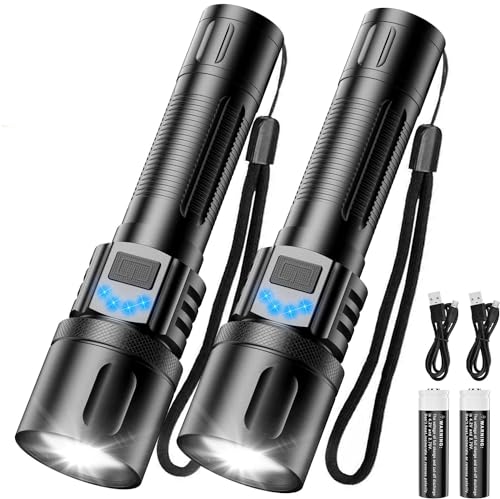 Banral Taschenlampe LED Aufladbar, Superhelle Zoombares Taschenlampen mit 5 Lichtmodi, IPX5Wasserdichte Handlampe Langer Betriebsdauer für Camping, Wandern, Angeln, Outdoor, Notfäll von Banral