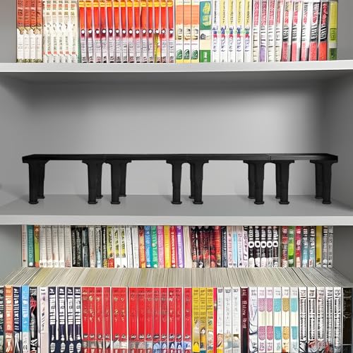 2er-Pack Regalerhöhung für die Präsentation von zwei Reihen Büchern auf einem einzigen Regal, Holz, verstellbare Höhe, Manga-Display-Ständer, platzsparender Präsentationsständer für Bücher, Manga von Bantlou