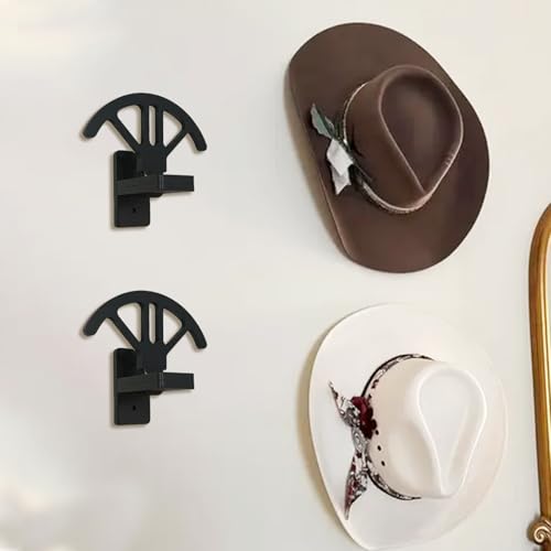 2 Stück verstellbare Cowboyhut-Halter, Holz-Cowboyhut-Wandhalterung, Ständer für die Wand, kann die ursprüngliche Form des Hutes beibehalten, 4-fach verstellbares Westernhut-Display für Fedoras von Bantlou