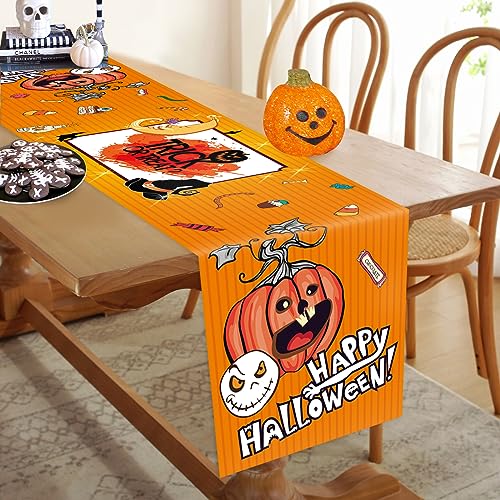 Halloween Tischdecke, Halloween Tischläufer Orange, Tischdecke Halloween, Waschbar Halloween Deko Tischdecke für Halloween Tischdeko Halloween Tischdekoration, 35 x 180 cm von Banydoll