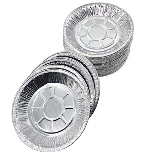 50 Stück Zinn-Folienschalen, 8" runde Aluminium-Folienpfannen Einweg-Folien-Backbleche Heavy-Duty, Backblech zum Backen, Dämpfen, Kochen, Lagern, Einfrieren, Aufwärmen von Banziaju