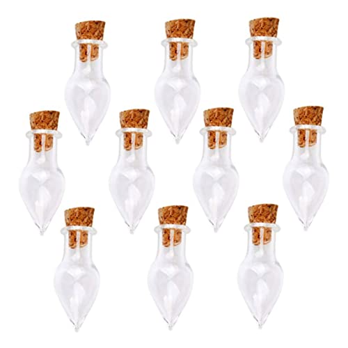 Banziaju 10pcs Mini -Glasflaschen Drop Form klare Gläser mit Korkenhänge -Wunschflaschen von Banziaju