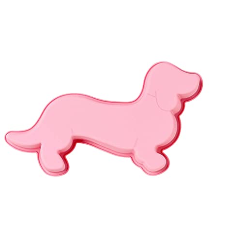 Silikon Backform in Tierform, Niedliche Backform Dackel Hund-förmige Kuchenbackform Kinder 3D kleine Geburtstagskuchenform Schokolade Muffin Jello Tablett DIY Form, Pink von Banziaju