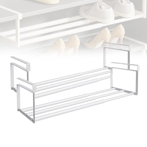 BaoBaJiu Schuhregal - Erweiterbares Schuhregal - Platzsparend zum Aufhängen - Schwebendes Kleiderregal für die Aufbewahrung auf kleinem Raum(2pc White) von BaoBaJiu