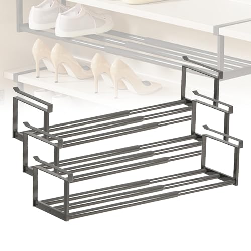 BaoBaJiu Schuhregal - Erweiterbares Schuhregal - Platzsparend zum Aufhängen - Schwebendes Kleiderregal für die Aufbewahrung auf kleinem Raum(3pc White) von BaoBaJiu