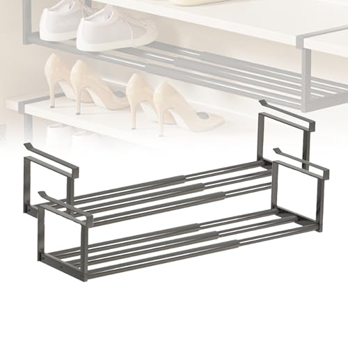 Schuhregal - Erweiterbares Schuhregal - Platzsparend zum Aufhängen - Schwebendes Kleiderregal für die Aufbewahrung auf kleinem Raum(2pc Black) von BaoBaJiu