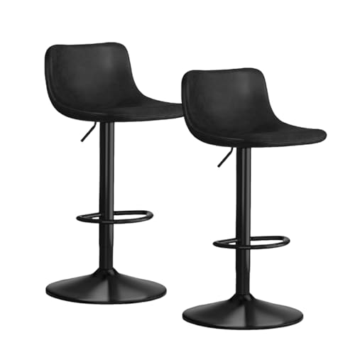 Verstellbare Barhocker, 1er-/2er-/3er-Set – Schwarze Barhocker Mit Rückenlehne – Barhocker Aus Pu-Leder for Kücheninsel, Rustikale Barhocker(Black,2pc) von BaoBaJiu