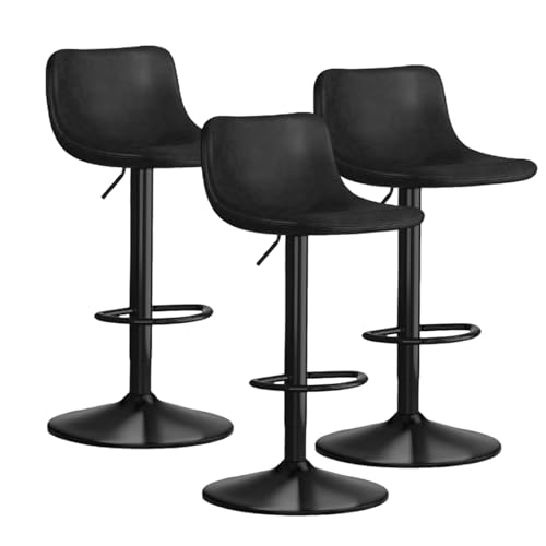 Verstellbare Barhocker, 1er-/2er-/3er-Set – Schwarze Barhocker Mit Rückenlehne – Barhocker Aus Pu-Leder for Kücheninsel, Rustikale Barhocker(Black,3pc) von BaoBaJiu