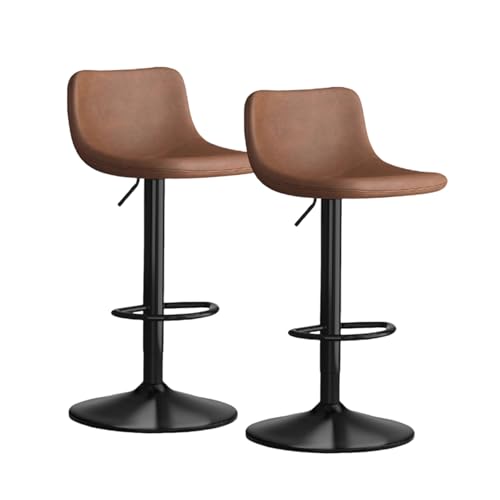 Verstellbare Barhocker, 1er-/2er-/3er-Set – Schwarze Barhocker Mit Rückenlehne – Barhocker Aus Pu-Leder for Kücheninsel, Rustikale Barhocker(Brown,2pc) von BaoBaJiu