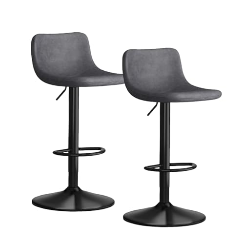 Verstellbare Barhocker, 1er-/2er-/3er-Set – Schwarze Barhocker Mit Rückenlehne – Barhocker Aus Pu-Leder for Kücheninsel, Rustikale Barhocker(Gray,2pc) von BaoBaJiu