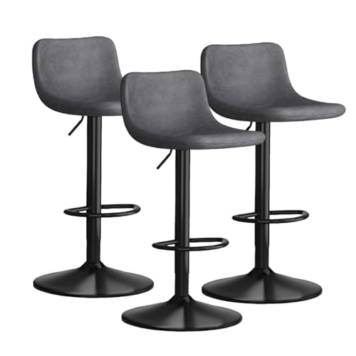 Verstellbare Barhocker, 1er-/2er-/3er-Set – Schwarze Barhocker Mit Rückenlehne – Barhocker Aus Pu-Leder for Kücheninsel, Rustikale Barhocker(Gray,3pc) von BaoBaJiu