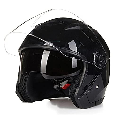 Jet-Helm Motorrad-Helm Roller-Helm Scooter-Helm Mofa-Helm Rollerhelm Mit Doppelvisier Atmungsaktiver Mopedhelm Für Frauen Und Männer ECE 22.05,Bright black,XXL von BaoFuStore