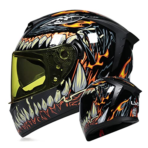 Motorrad Modular Full Face Helm Flip Up Dual Visor Dot Ece Zugelassene Männer Und Frauen Motorrad Helme Moped Street Bike Racing Crash Helm,Venom a,M von BaoFuStore