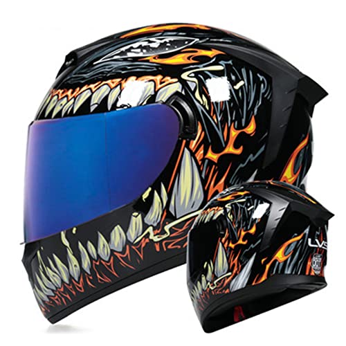 Motorrad Modular Full Face Helm Flip Up Dual Visor Dot Ece Zugelassene Männer Und Frauen Motorrad Helme Moped Street Bike Racing Crash Helm,Venom b,M von BaoFuStore