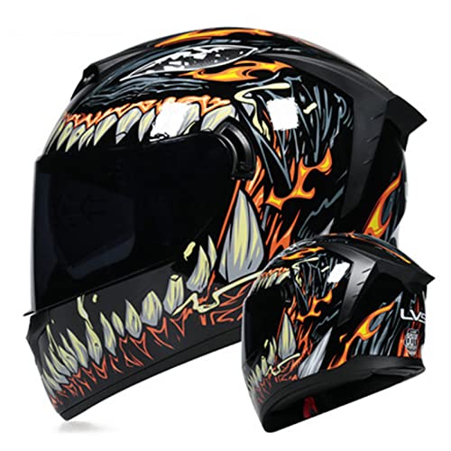 Motorrad Modular Full Face Helm Flip Up Dual Visor Dot Ece Zugelassene Männer Und Frauen Motorrad Helme Moped Street Bike Racing Crash Helm,Venom e,L von BaoFuStore