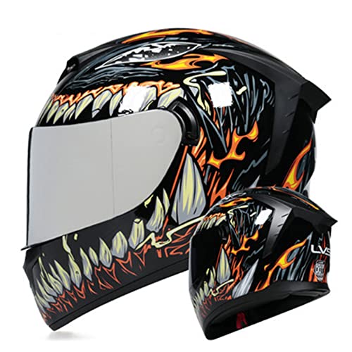 Motorrad Modular Full Face Helm Flip Up Dual Visor Dot Ece Zugelassene Männer Und Frauen Motorrad Helme Moped Street Bike Racing Crash Helm,Venom f,M von BaoFuStore