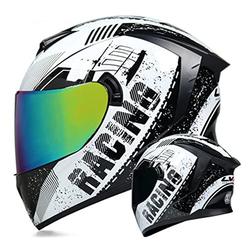 Motorrad Modular Full Face Helm Flip Up Dual Visor Dot Ece Zugelassene Männer Und Frauen Motorrad Helme Moped Street Bike Racing Crash Helm,White split c,S von BaoFuStore