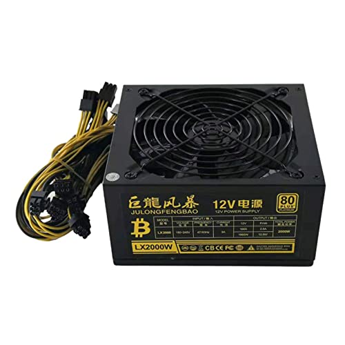 BaoFufc Computer für Stromgehäuse 2000 W Netzteil für Computer Unterstützung 8 Grafikkarte Server Miner Tools 2000 W Stromversorgung Bergbau von BaoFufc