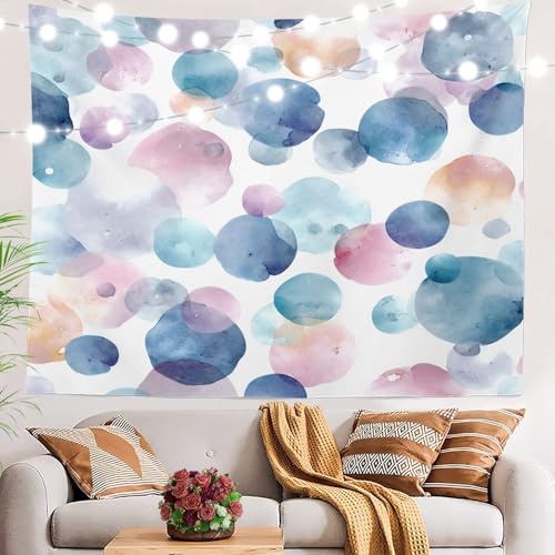 BaoNews Abstraktes Kunstwerk, Pastelltöne, fließende Kreise, traumhaft, großer Wandbehang, Polyester-Tischdecken, Wandteppich, Schlafzimmer, Wohnzimmer, Wohnheim, 130 x 150 cm von BaoNews