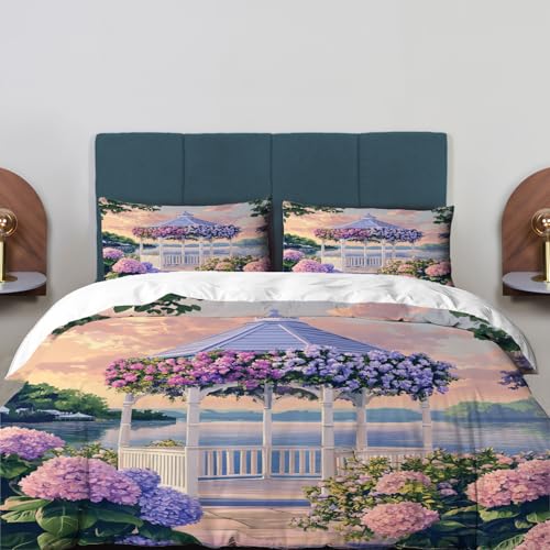 BaoNews Bettwäsche-Set mit friedlicher Atmosphäre, malerische Schönheit, Queen-Size-Größe, 3-teilig, florales Charm, 100 % Baumwolle, Hotelqualität, Bettdeckenbezug-Set mit 2 Kissenbezügen (ohne BaoNews Bettwäsche-Set mit friedlicher Atmosphäre, malerische Schönheit, Queen-Size-Größe, 3-teilig, florales Charm, 100 % Baumwolle, Hotelqualität, Bettdeckenbezug-Set mit 2 Kissenbezügen (ohne von BaoNews