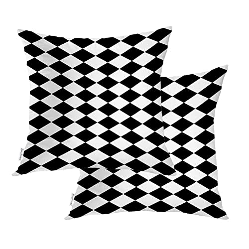 BaoNews Black White Diamond Throw Pillow Covers,Abstract Black and White Harlequin Cushion Cover Digital Blended Hidden Zipperl Decorative Pillowcases for Hair Skin Square 16X16 in 2 Pcs von BaoNews