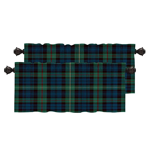 BaoNews Buffalo Plaid Tartan Küchenvolant für Fenster, traditionelle Schottische Fliesen, Trendige Verdunkelungsvorhänge, mehrschichtig, Polyester-Vorhänge für Küche, Schlafzimmer, 2 Stück, 132x45 cm von BaoNews