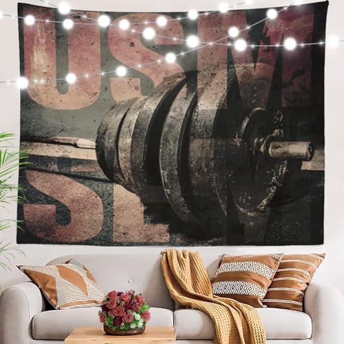 BaoNews Fitness Goals Tapisserie für Krafttraining, Kraftaufbau, Muskelaufbau, großer Wandbehang, Polyester-Tischdecken, Wandteppich, Schlafzimmer, Wohnzimmer, Wohnheim, 100 x 150 cm von BaoNews