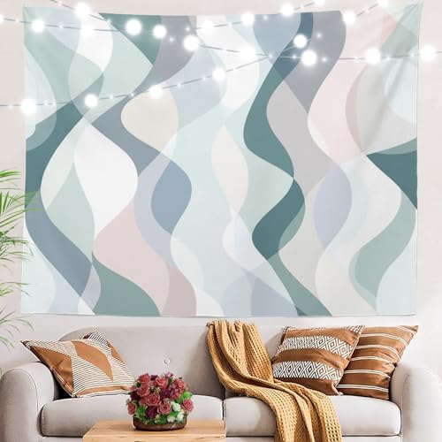 BaoNews Fluid Lines Serene Tapisserie, abstrakt, ästhetisch, großer Wandbehang, Polyester-Tischdecken, Tapisserie, Schlafzimmer, Wohnzimmer, Wohnheim, 100 x 150 cm von BaoNews