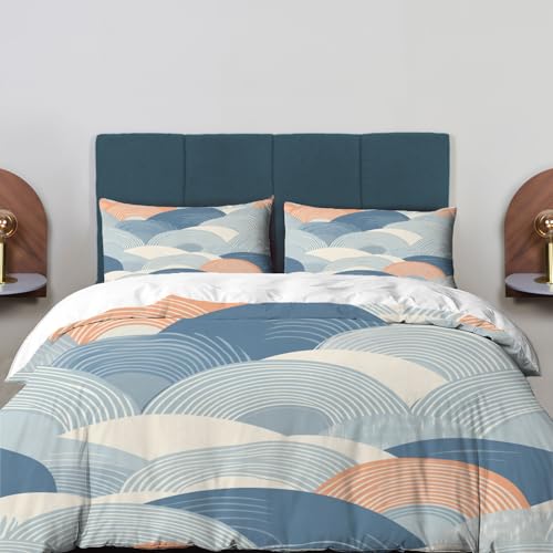 BaoNews Ocean Inspired Serene Color Bettbezug-Set für King-Size-Betten, 3-teilig, abstrakte Wellen, minimalistische Kunst, 100 % Baumwolle, Hotelqualität, Bettdeckenbezug mit 2 Kissenbezügen (ohne BaoNews Ocean Inspired Serene Color Bettbezug-Set für King-Size-Betten, 3-teilig, abstrakte Wellen, minimalistische Kunst, 100 % Baumwolle, Hotelqualität, Bettdeckenbezug mit 2 Kissenbezügen (ohne von BaoNews