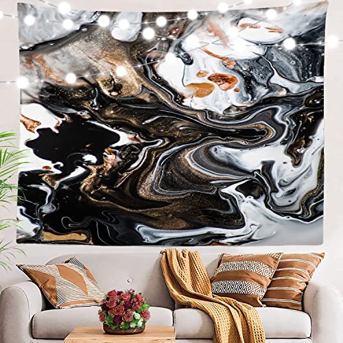 BaoNews Schwarzer moderner Marmor-Wandteppich, abstrakt, groß, Wandbehang, Polyester-Tischdecken, Wandteppich, Schlafzimmer, Zimmer, Wohnzimmer, Wohnheim, 150 x 21 cm von BaoNews