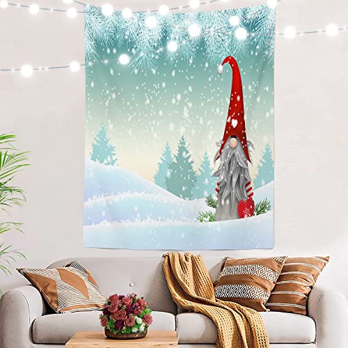BaoNews Silver Christmas Gnomes Tapestry,Blue Green Landscape Christmas Tree Large Wall Hanging Polyester Tablecloths Tapestry Bedroom Room Living Room Dorm 59.1 x 39.4 Inches von BaoNews