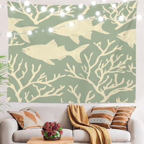 BaoNews Unterwasser-Wandteppich, Ozean, nautisch, großer Wandbehang, Polyester-Tischdecken, Wandteppich, Schlafzimmer, Wohnzimmer, Wohnheim, 130 x 150 cm von BaoNews