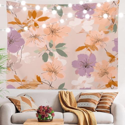 BaoNews Wandteppich, Frühlings-inspirierter Wandteppich, rosa, weiche, bunte Blume, großer Wandbehang, Polyester-Tischdecken, Wandteppich, Schlafzimmer, Wohnzimmer, Wohnheim, 100 x 150 cm von BaoNews