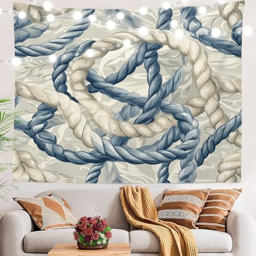 BaoNews Wandteppich, nautische, maritime Kunst, Seil, Meeresmotiv, großer Wandbehang, Polyester, Tischdecken, Tapisserie, Schlafzimmer, Wohnzimmer, Wohnheim, 130 x 150 cm von BaoNews