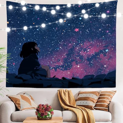 BaoNews Wandteppich mit Sternenhimmel, Himmelskörper, kosmische Aussicht, großer Wandbehang, Polyester-Tischdecken, Wandteppich, Schlafzimmer, Wohnzimmer, Wohnheim, 130 x 150 cm von BaoNews