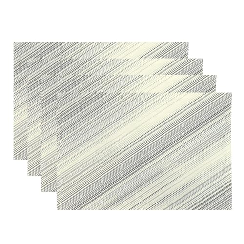 Baonews Abstrakte einfarbige Tischsets, lineare Zusammensetzung, einfache ästhetische Tischsets für Esszimmer/Küchentisch, wasserdicht, waschbar, Leinen, Wärmeisolierung, Esstischsets, 30,5 x 45,7 cm von BaoNews