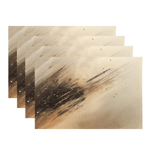 Baonews Artistic Expression Pinselkunst-Tischsets, Grunge-ästhetische Kunstwerk-Tischsets für Esszimmer/Küchentisch, wasserdicht, waschbar, Leinen, Wärmeisolierung, 30,5 x 45,7 cm, 4 Stück von BaoNews