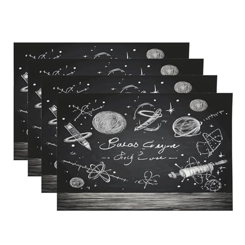 Baonews Astronomie-Planeten-Tischsets, Sterne, Galaxien, Platzsets für Ess-/Küchentisch, wasserdicht, waschbar, Leinen, Wärmeisolierung, 30,5 x 45,7 cm, 4 Stück von BaoNews
